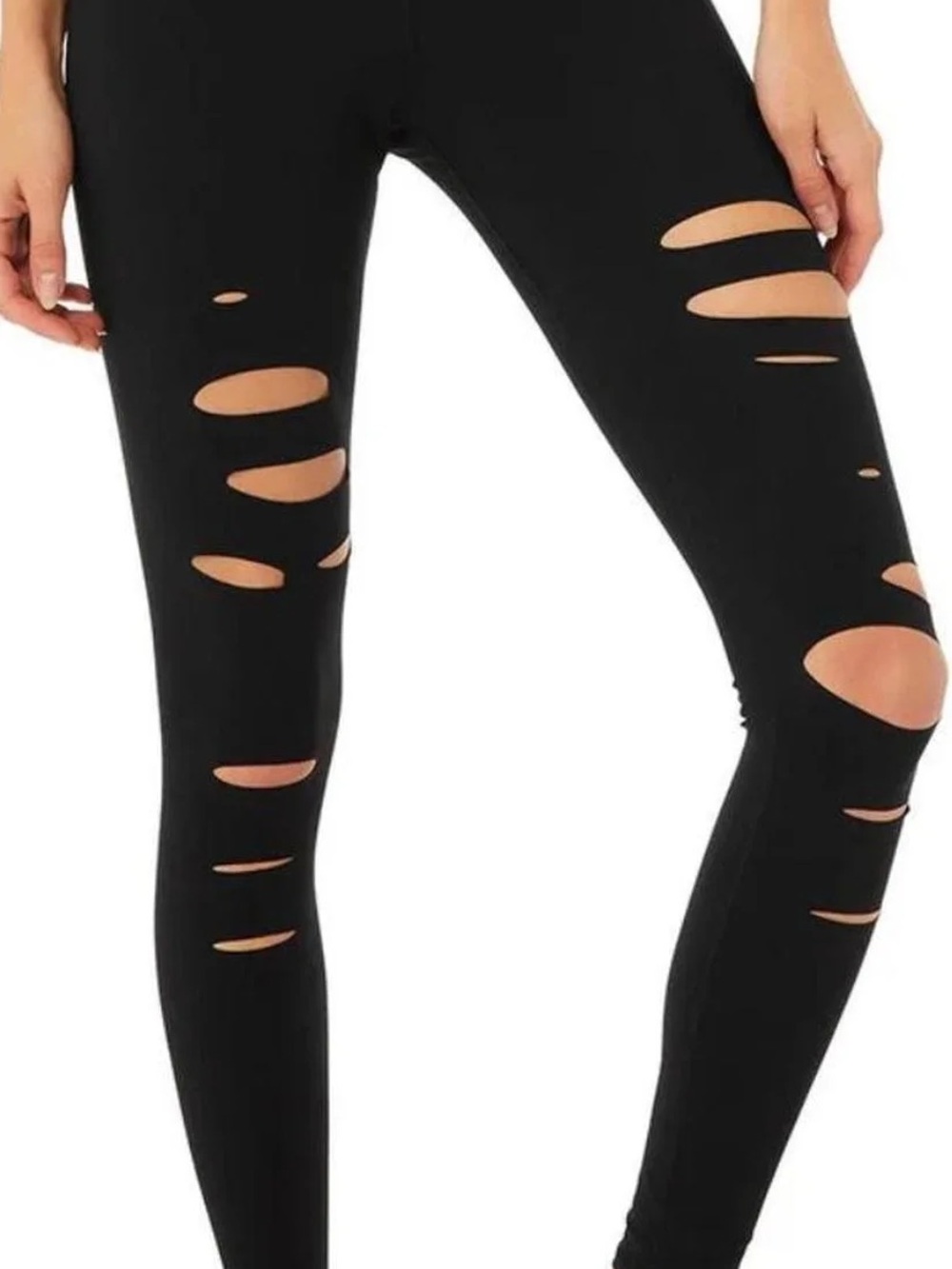 Alo Yoga High Rise Slash Leggings Black Cutout Athletic Pants Women’s (1329) M